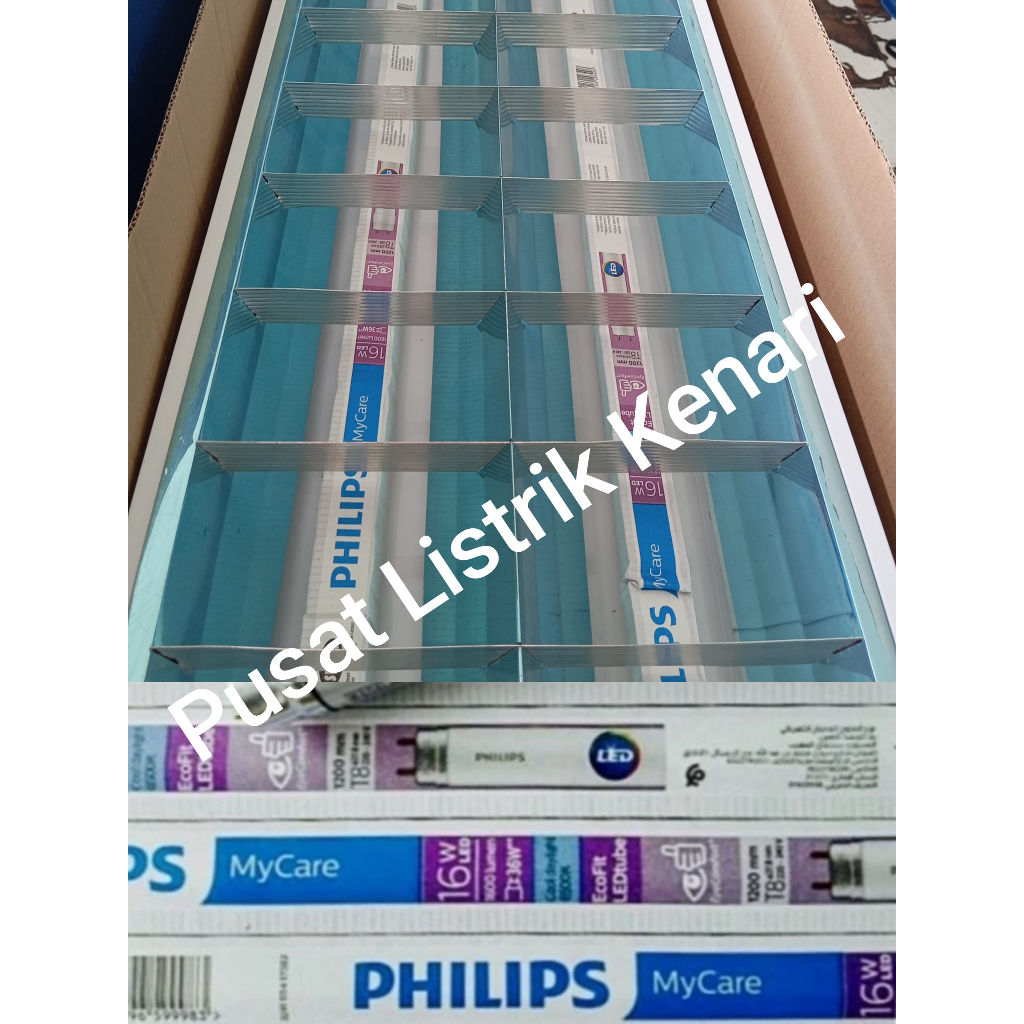 KOMPLIT KAP TLT8 RMI 2X36 120 CM KAP RM INBOW 2X18W 120CM PHILIPS LED 18W PUTIH/NATURAL