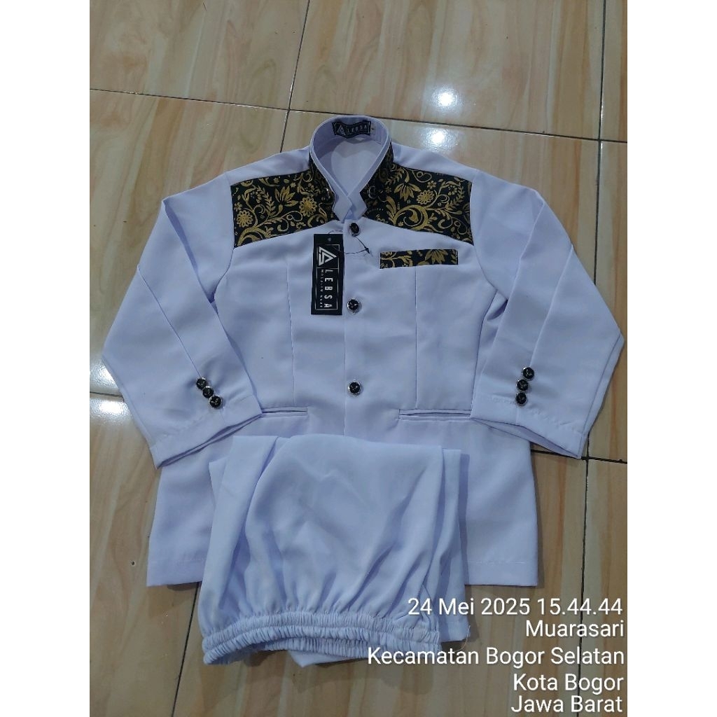 Jasko setelan anak putih kombinasi batik model terbaru