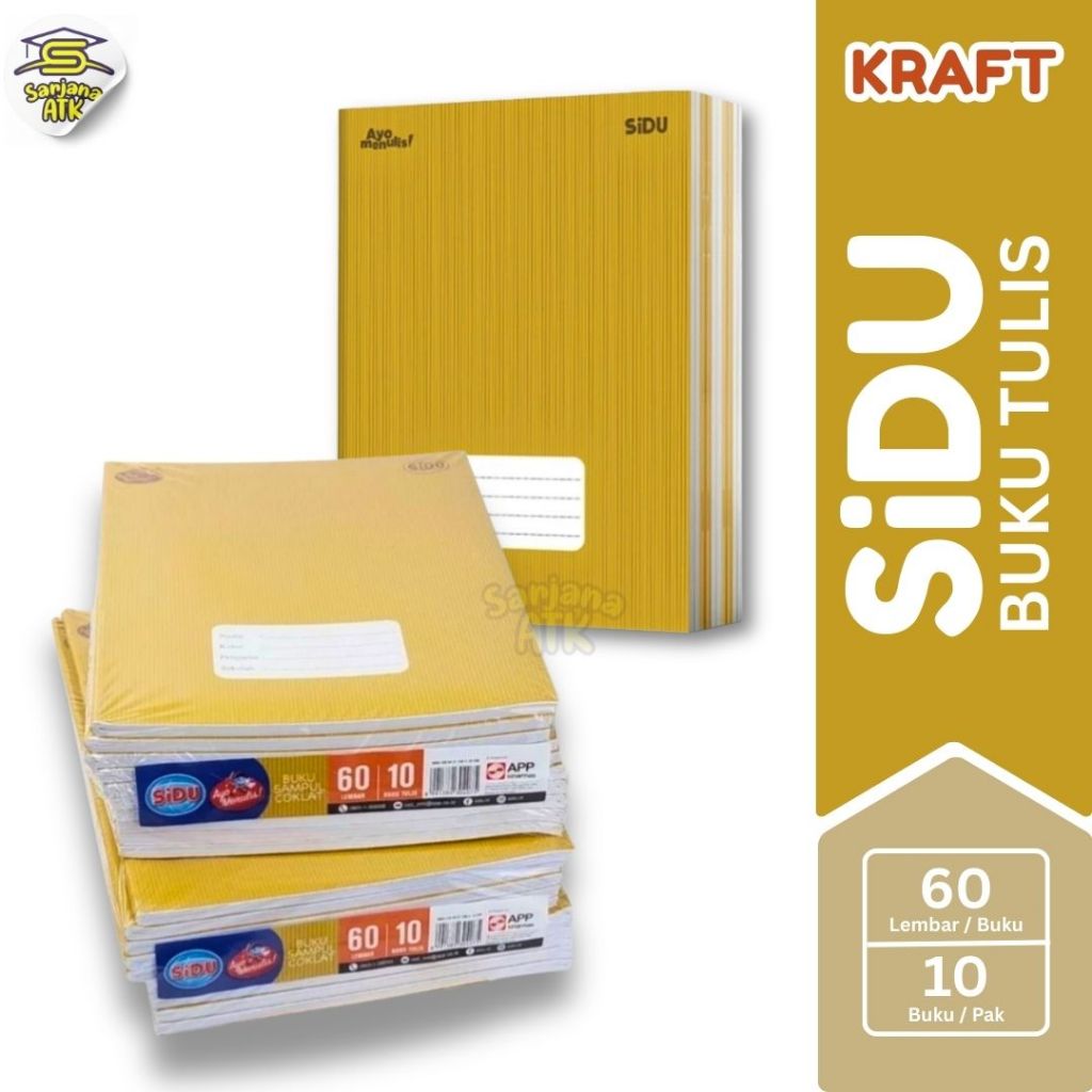 

(10pcs) Buku Tulis SIDU / Buku Catatan Sekolah / Buku Tulis Kraft Sinar Dunia 60 Lembar
