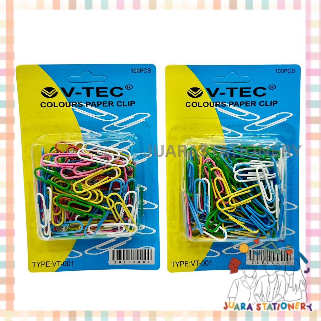 

(866) JUARASTATIONERY Paper Clip V-Tec VT-001 100 pcs / Paper Clip Warna Warni Kecil Klip Kertas