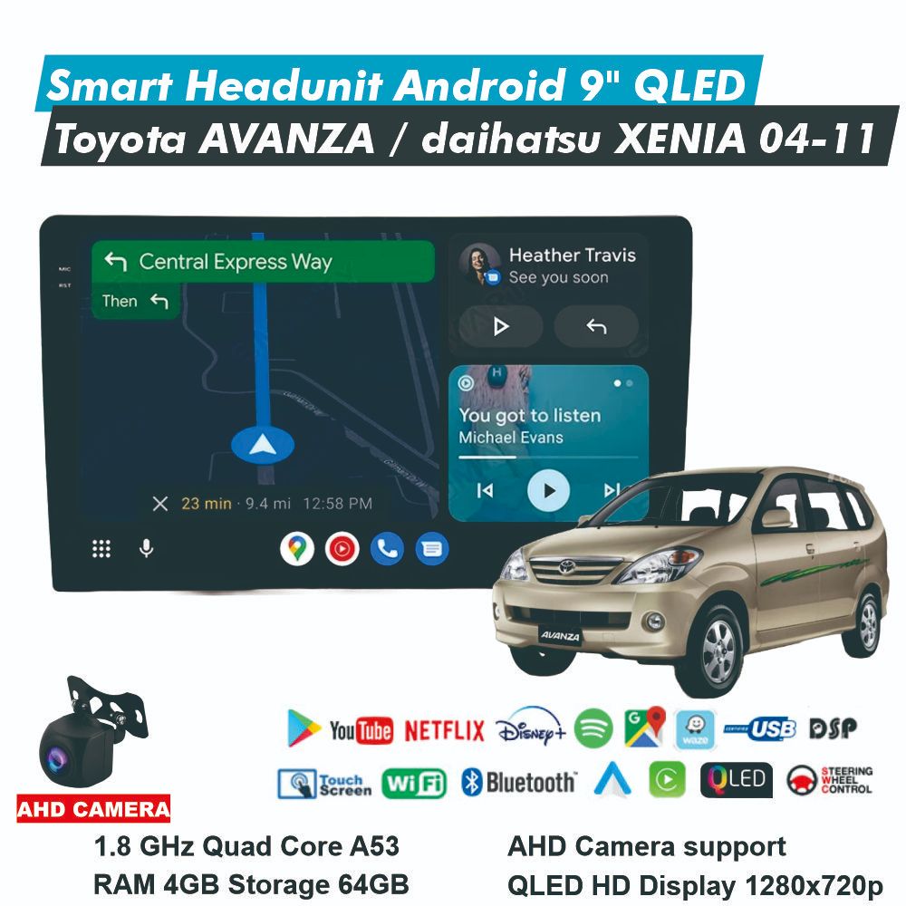 AVANZA XENIA vvti 2004-2011 headunit android 9 inch RAM 4GB Storage 64GB QLED audio mobil