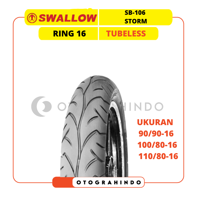 BAN LUAR MOTOR SWALLOW SB-106 STORM RING 16 TUBELESS UKURAN 90/90 100/80 110/80 TUBLESS