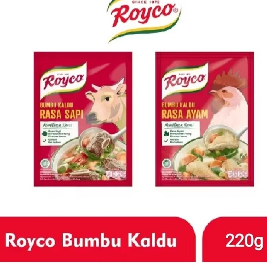 

Royco Formula Baru BUMBU KALDU Penyedap Makanan, Penyedap Rasa Beryodium 220G