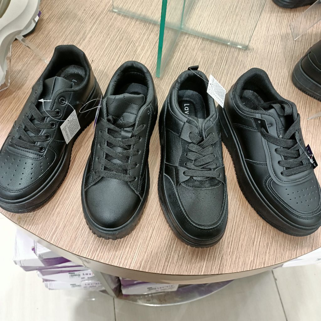 sepatu wanita sekolah hitam sneakers LAVIOLA ori matahari