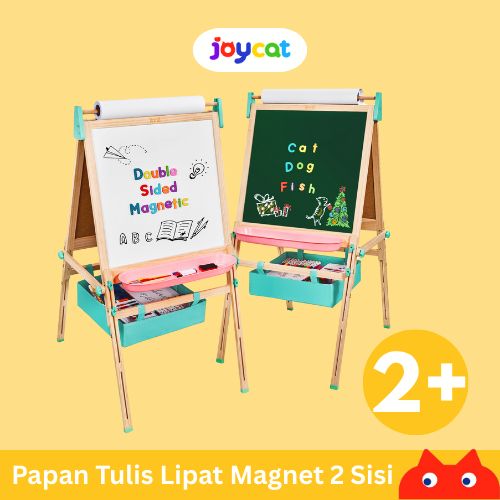 

JOYCAT Papan Tulis Magnet Anak – 2 Sisi Whiteboard Blackboard | Mainan Edukasi Lipat | Papan Tulis Edukasi | Montessori