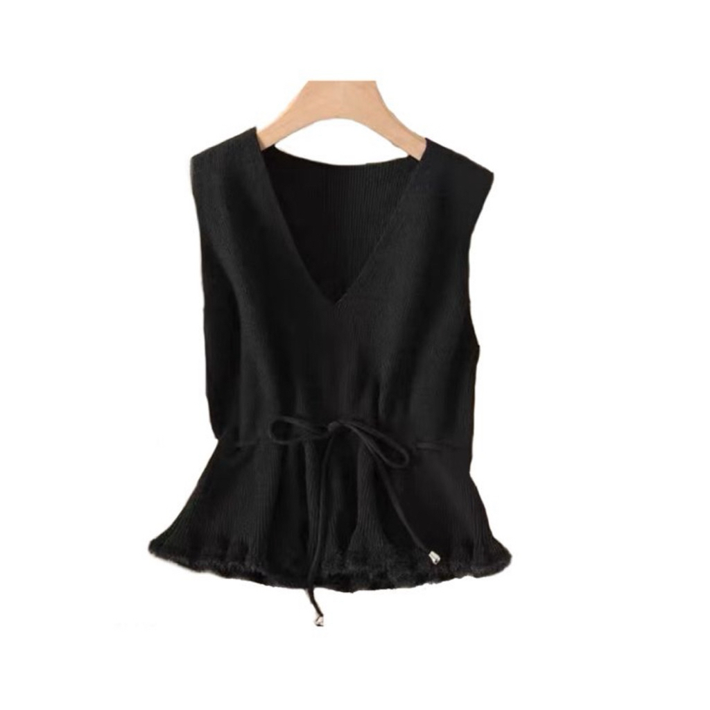 ATASAN RAJUT WANITA (bulu rompi vest rajut rompi polos Kaos Import Wanita tanpa Lengan / vest korea