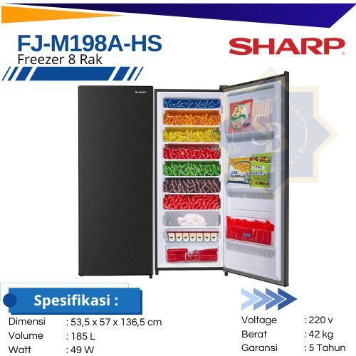 SHARP Freezer Kulkas 8 rak FJ-M198AHS PEMBEKU