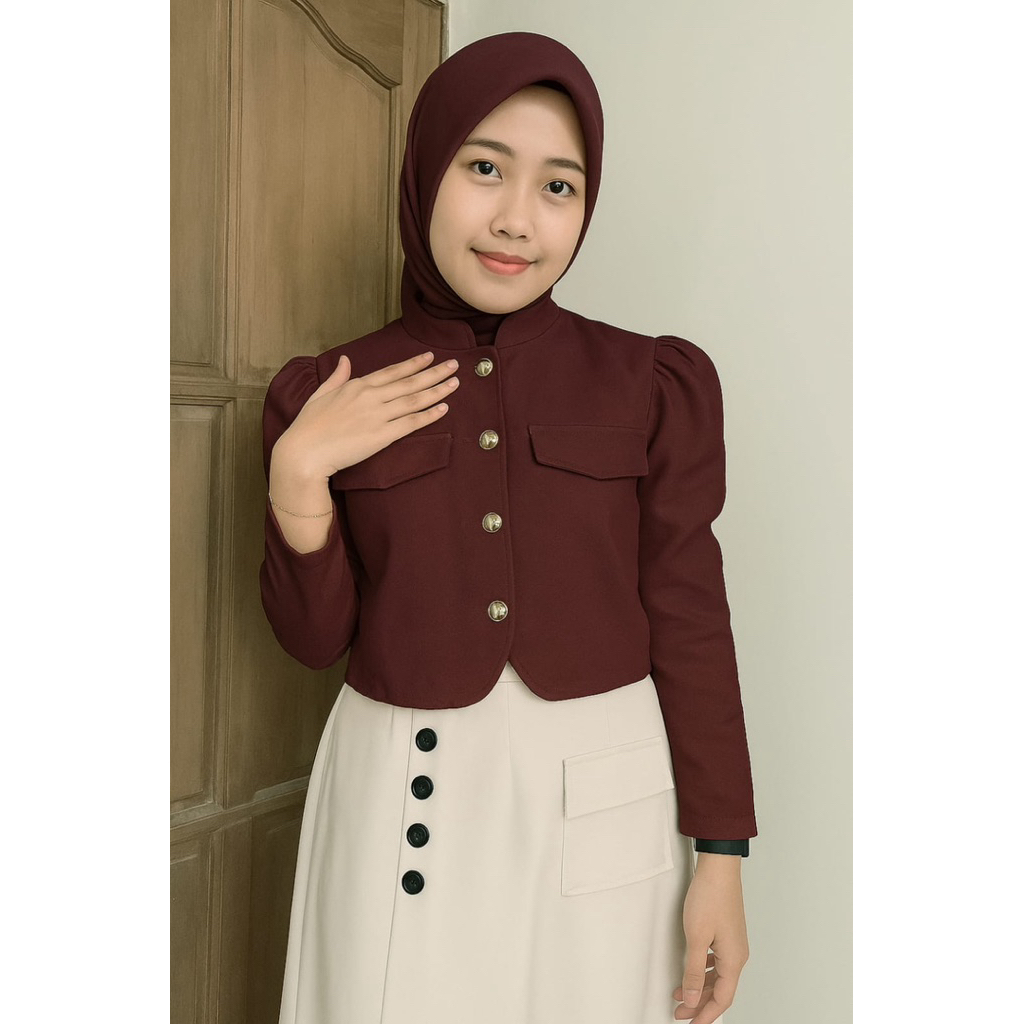 Sonia Blazer Crop Top - Blouse Crop Top Wanita Korean Style Terbaru Atasan Remaja Casual Outer