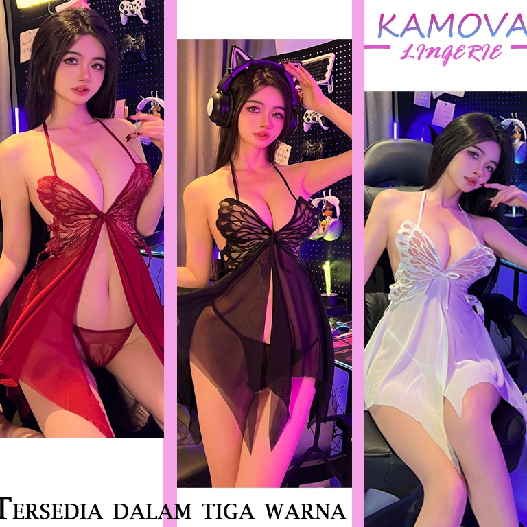 KODE R64N Piyamas Wanita  G String Bodysuit Tidur Gaun Punggung Terbuka Elastis Piyamas Pakaian Mala