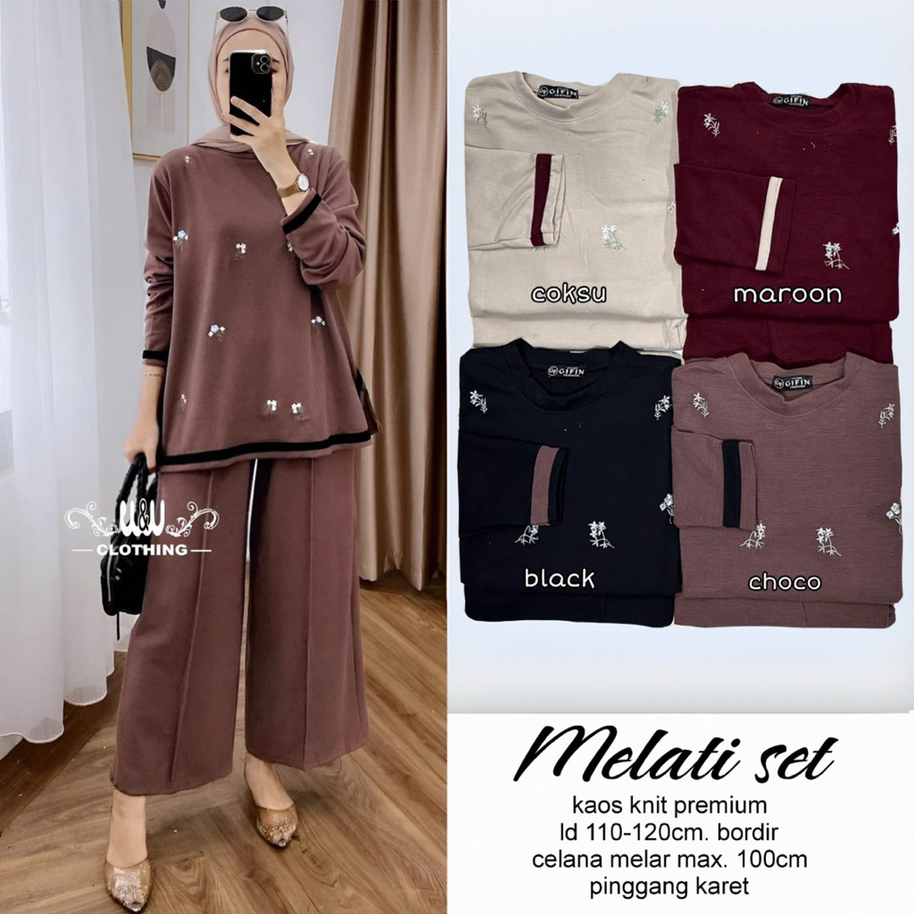 setelan kaos wanita terbaru melati set setelan celana kekinian