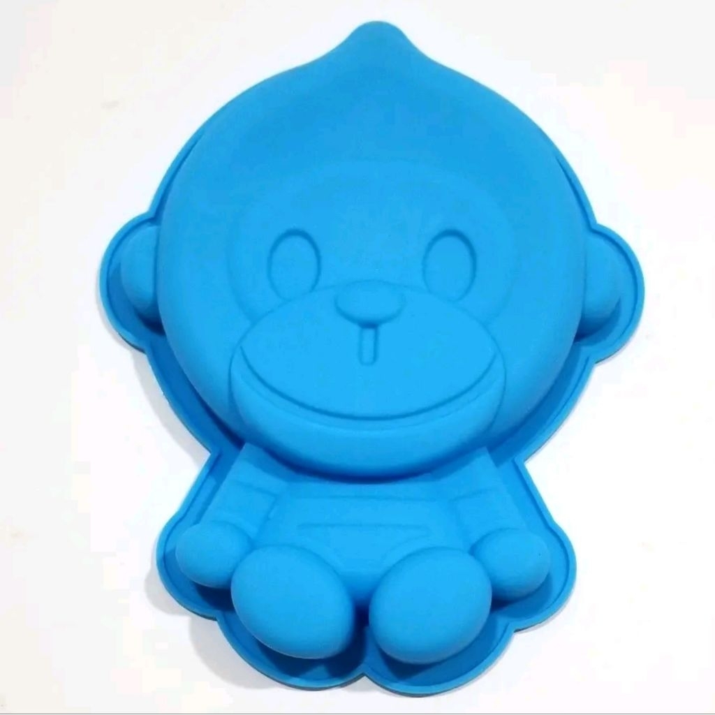 Cetakan Kue Puding Cetakan Jelly Es bentuk Baby Milo Monkey Chibi monyet warna Biru 17 cm