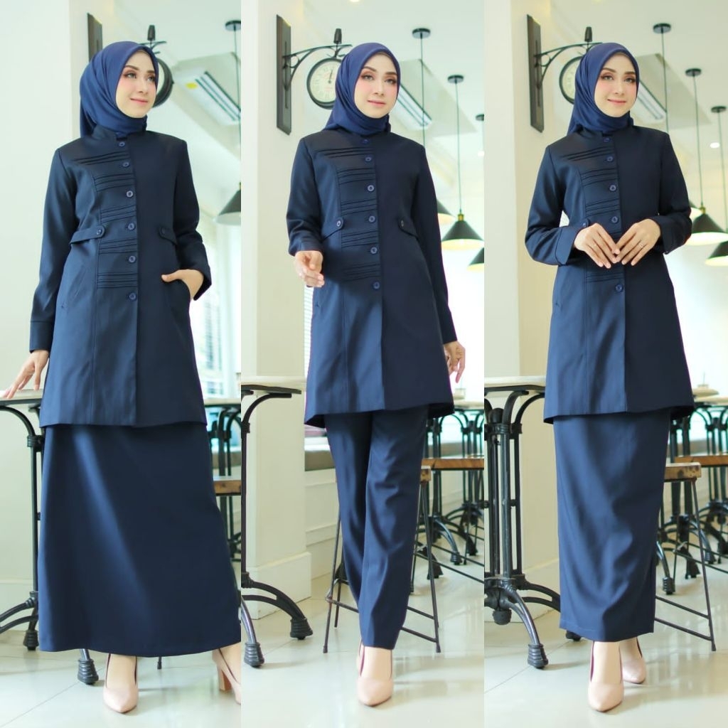 blazer wanita seragam kantor dongker seragam dinas Pemda baju kantor guru baju kantor asn kemeja Don