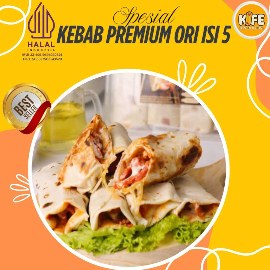 

KEBAB FROZEN ENDUL PREMIUM FULL DAGING ORIGINAL/KEJU/MOZZARELLA 400GR ISI 5