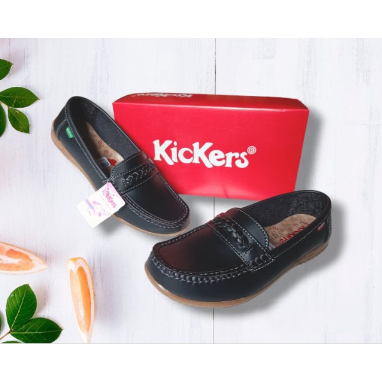KODE D65B COD Sepatu Pantofel Wanita SlipOn  KICKERS  Putih Hitam Coklat Mocha Krem Jvory SEPATU KER