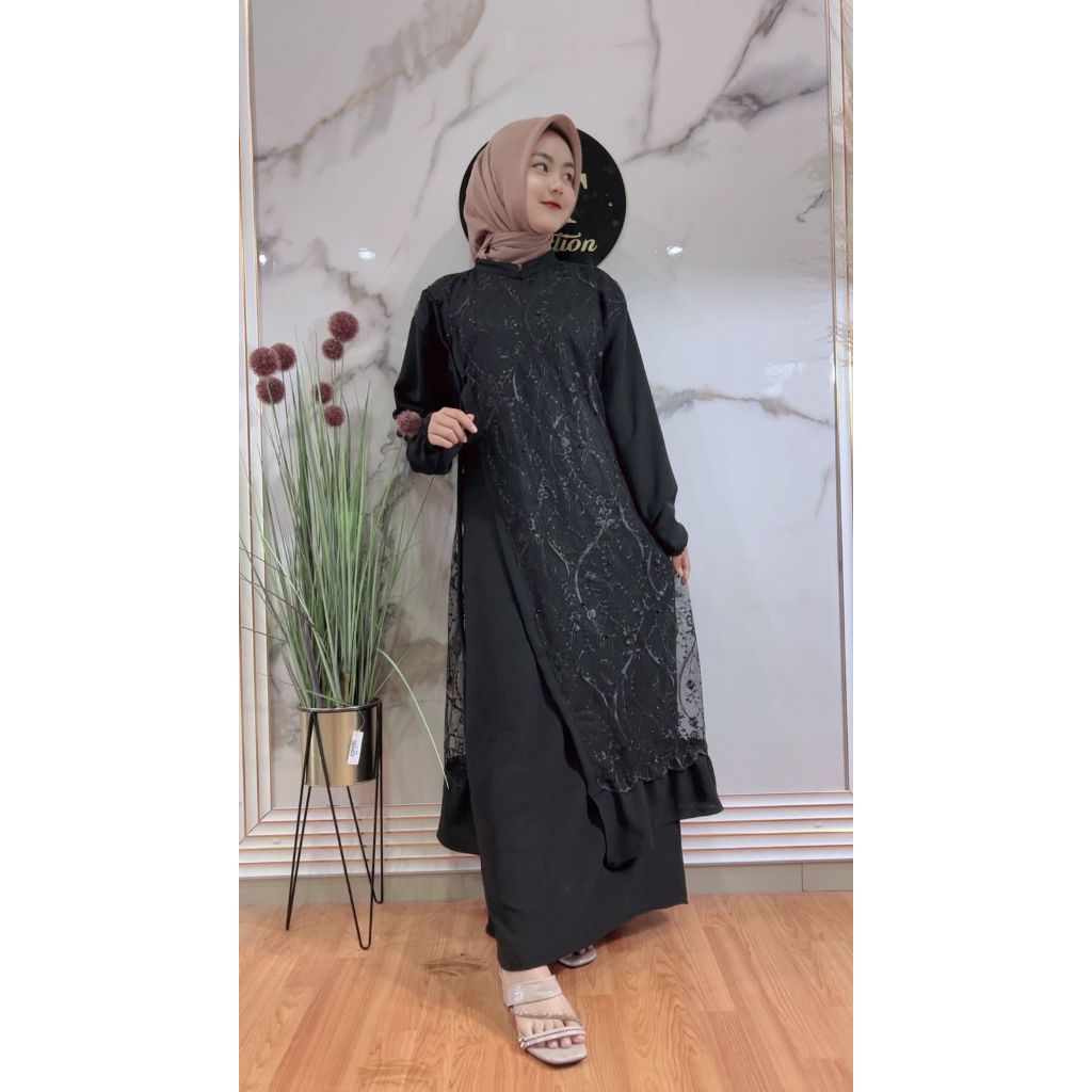 Dress Abaya Turki 2025 Model Baru Baju Payet Mewah Abaya Terbaru 2025 Baju Kondangan Gamis Elegan Si
