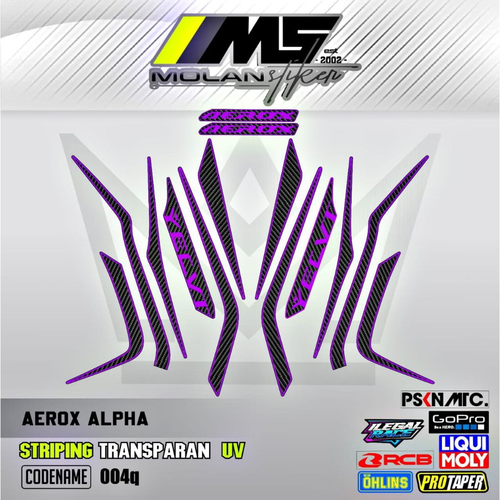 Decal Sticker Striping Variasi Transparan Uv All New Aerox Turbo Ultimate 2025 All New Aerox Alpha C