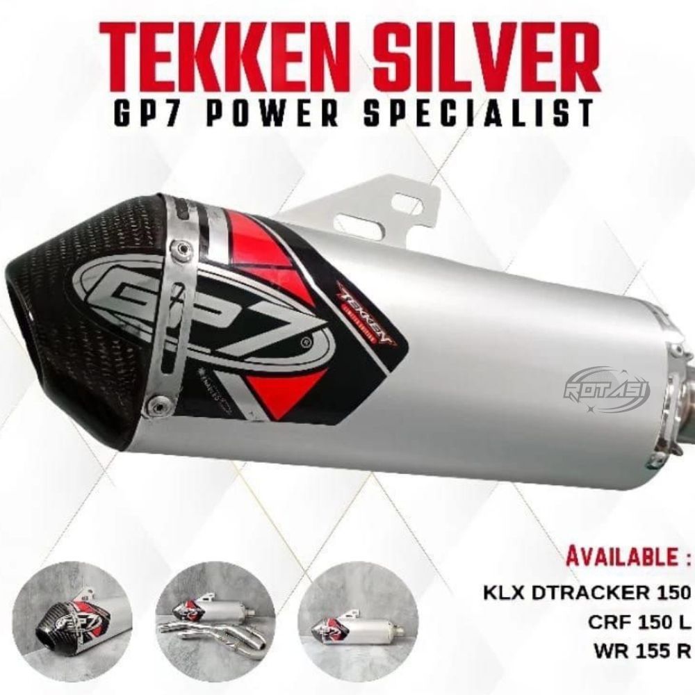 Knalpot GP 7 Tekken Black End Cap Limited Edition Semi Bending KLX 140 KLX 150 CRF 150L WR 155 DTRAC