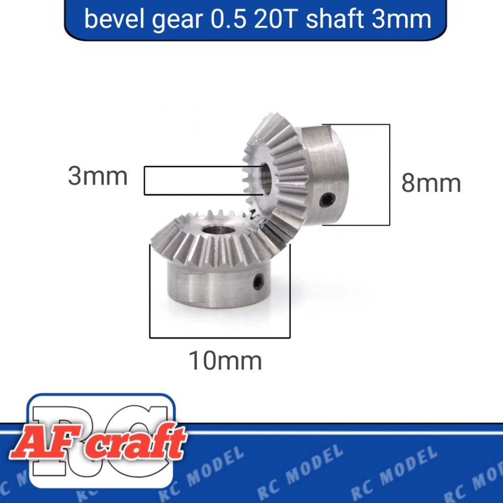 bevel gear 90° out board RC 0.5 20T baja shaft 3mm