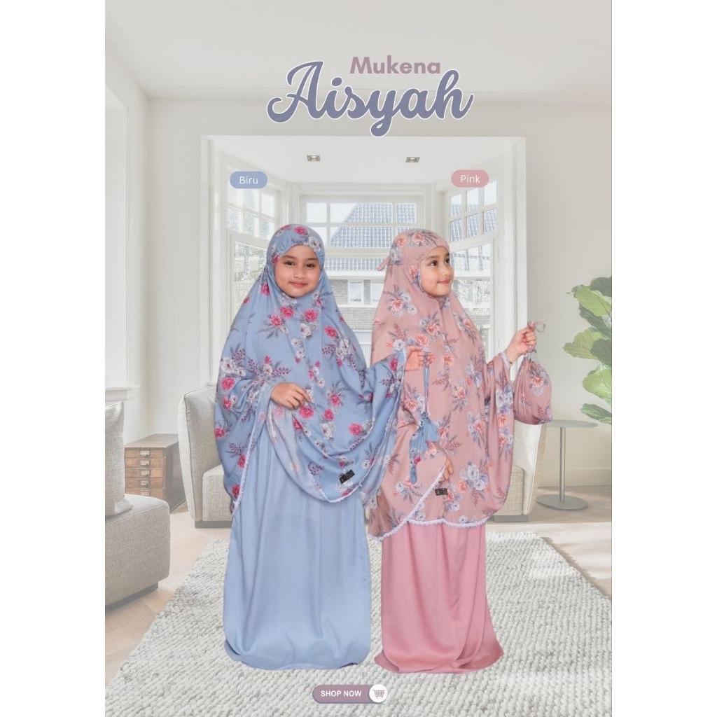 Mukena Anak Bahan Rayon Viscose Bermotif