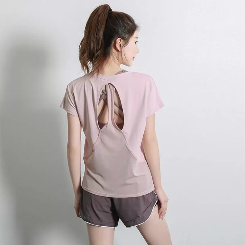 KODE G79B DX85 Baju Kaos Sport Wanita Gym Fitness Yoga Senam Jogging Running Lari