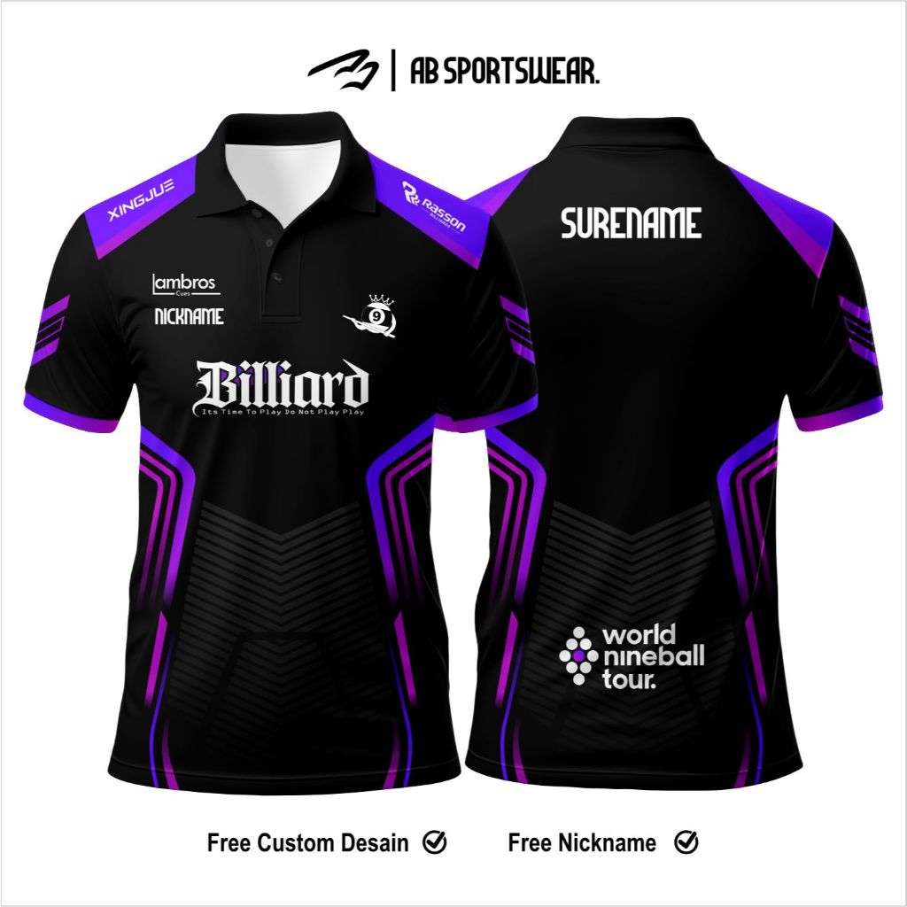 JERSEY BILLIARD FREE CUSTOM NAMA/JERSEY TEAM BILLIARD