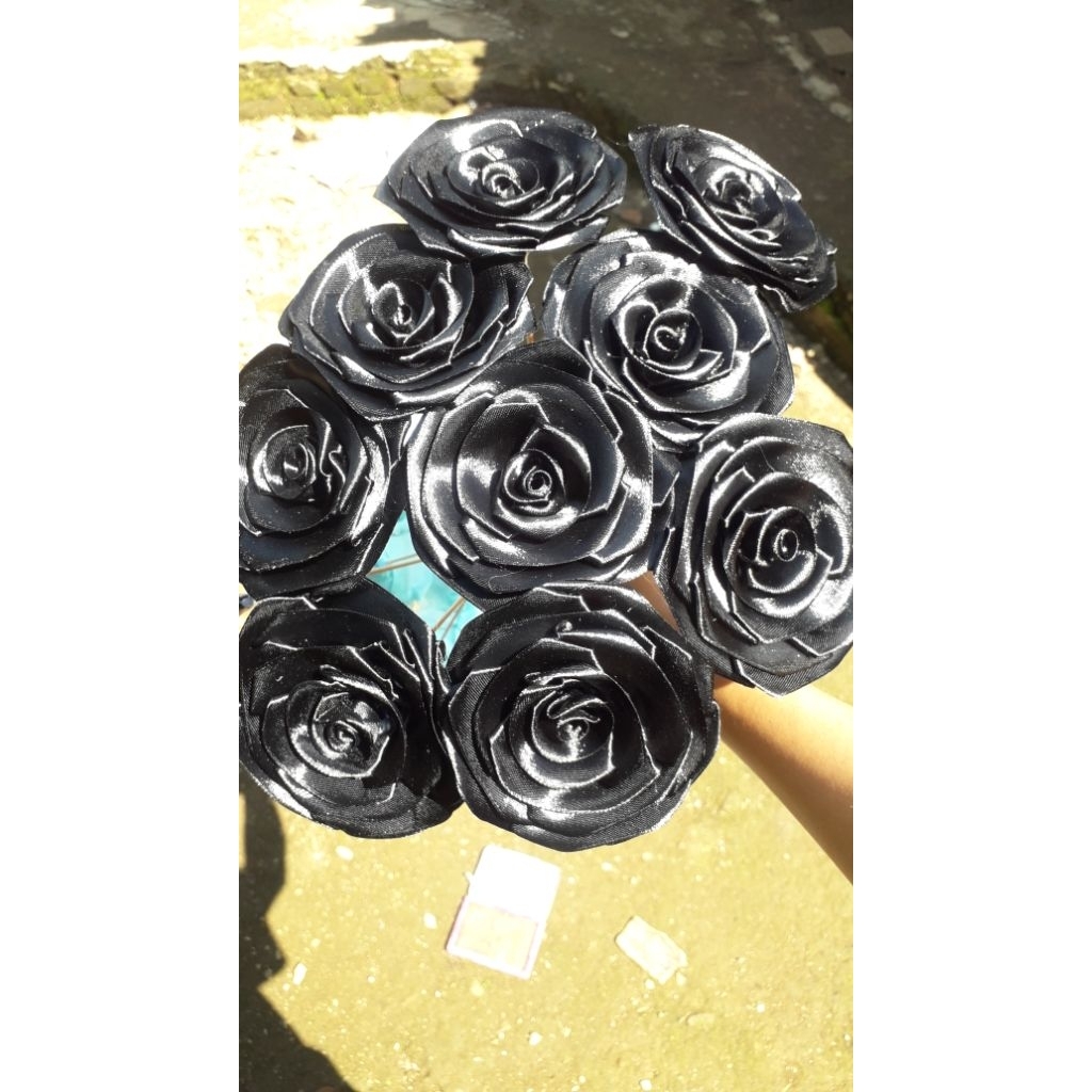 Bunga Mawar Satin Hitam Pertangkai|Buket Bunga Mawar Satin|Mawar Satin Murah