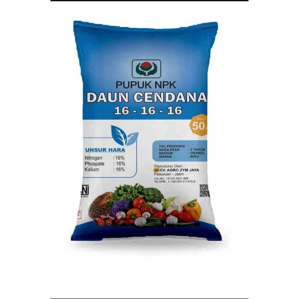 PUPUK MUTIARA 161616 DAUN CENDANA 1 SAK REPACK 50 KG