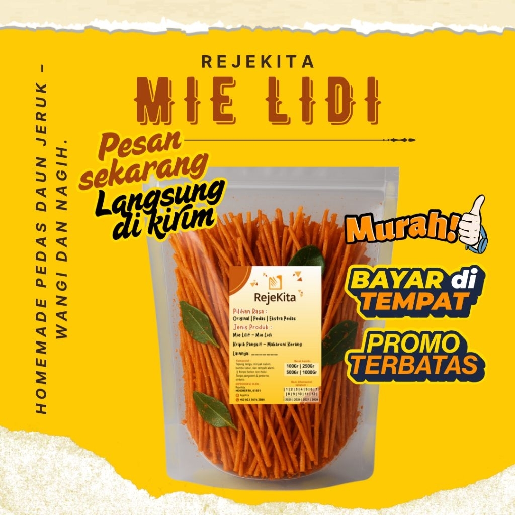 

Mie Lidi Pedas Mantap 1 Kg Daun Jeruk - RejeKita