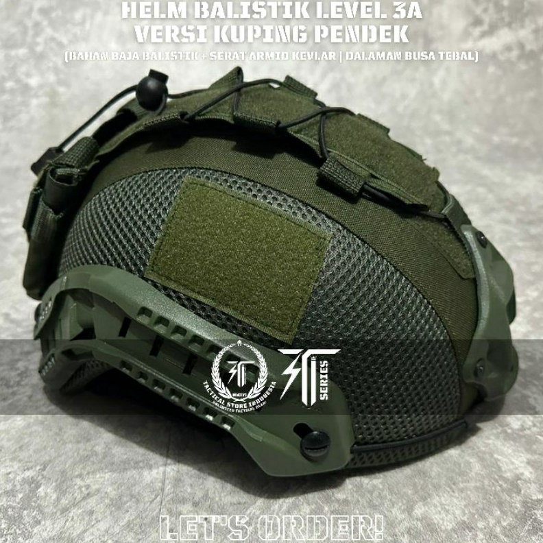 KODE V65W ORIGINAL 1 HELM BALISTIK LEVEL 3A COVER VERSI KUPING PENDEK  HIJAU ARMY  HELM TACTICAL BAL