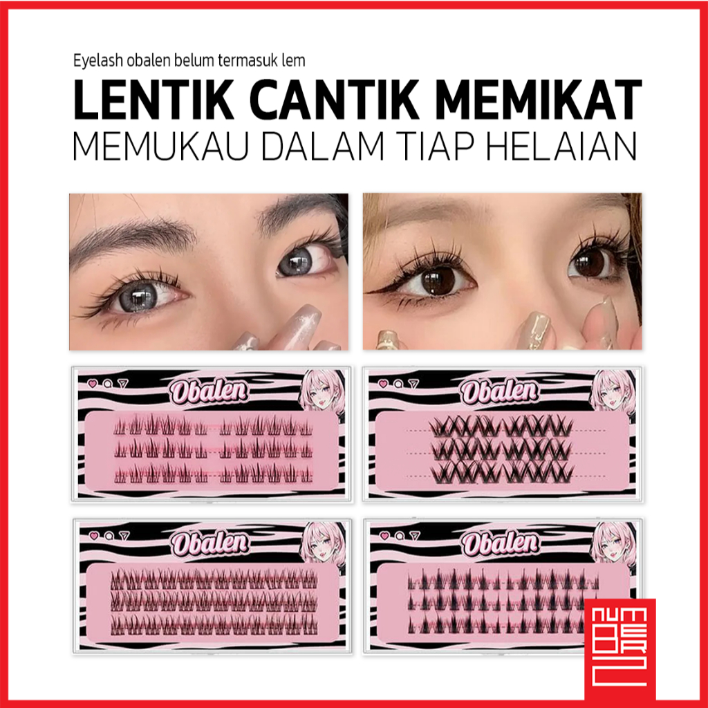 Eyelash obalen bulu mata palsu atas Bawah extension beauty lentik ringan lembut perhelai pasang send