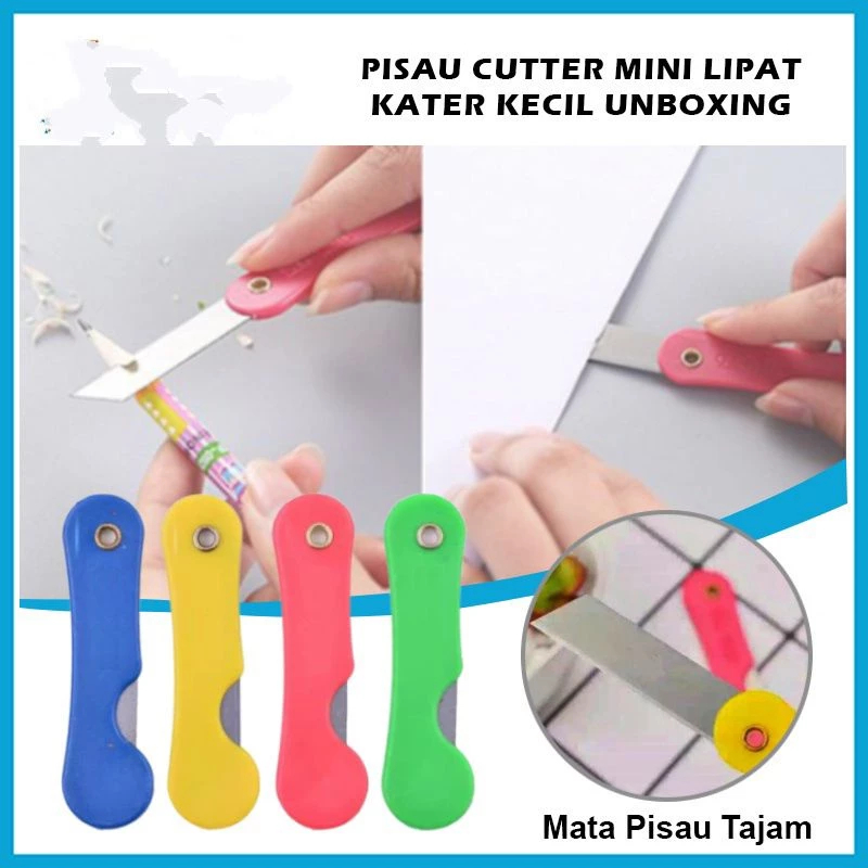 

Pisau Cutter Lipat Mini / Foldable Knife / Alat Bantu Potong Kertas Plastik Perlengkapan ATK Sekolah Kater Kecil Untuk Unboxing