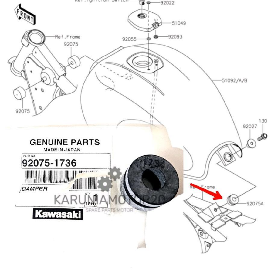 Karet Damper Tangki Belakang W175 W 175 Original Kawasaki Japan 92075-1736