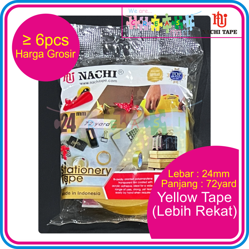 

Selotip Nachi Yellow Tape 24mm Solasi Stationery Packing Toples Rekat 100% Original