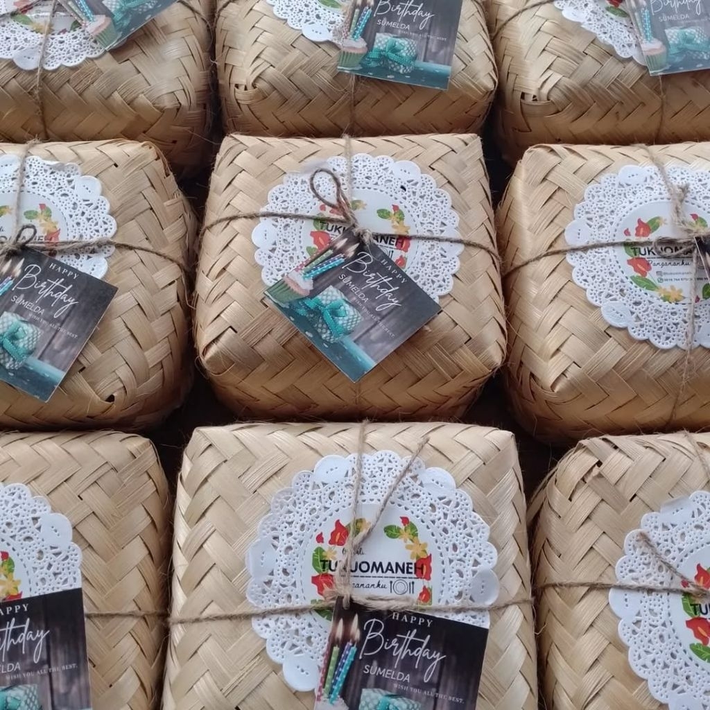 (50 Pasang) Besek Bambu 13x13 / 100pcs