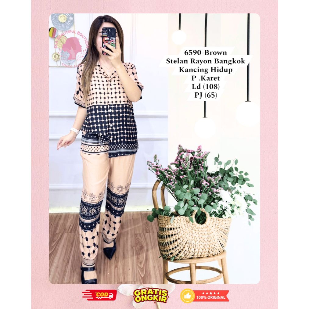 Stelan Rayon Bangkok Wanita – Kancing Hidup, Adem & Nyaman