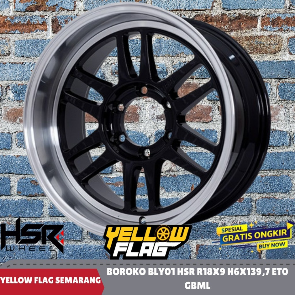 VELG MOBIL RACING CELONG RING 18 HSR BOROKO BLY01 LUBANG 6X139.7 ET0 LEBAR 9,5 GLOSY BLACK /ML R18