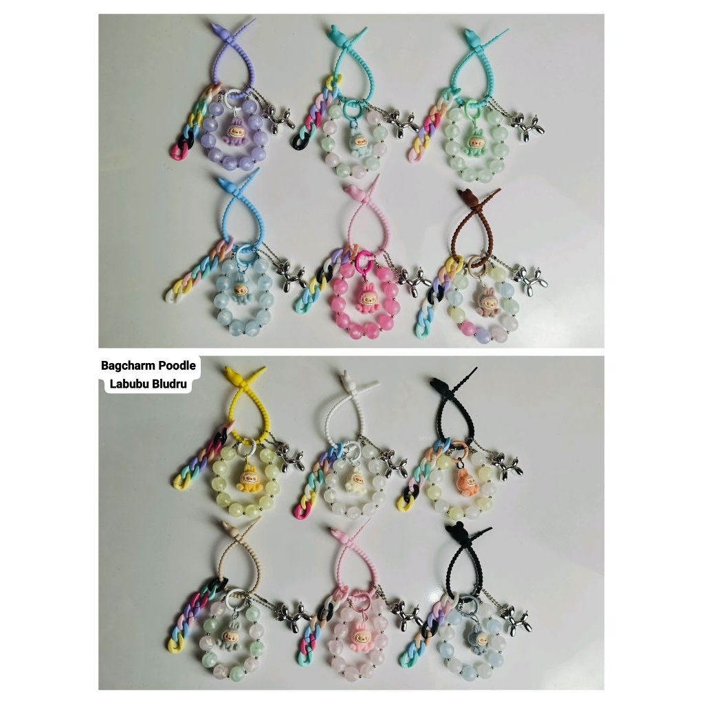 Bag charm Poodle Labubu bludru