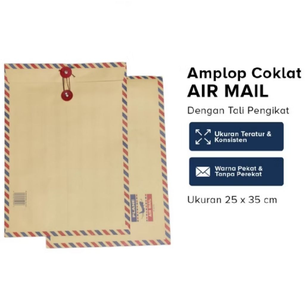 

Amplop coklat lamaran kerja air mail 310 tali ukuran folio