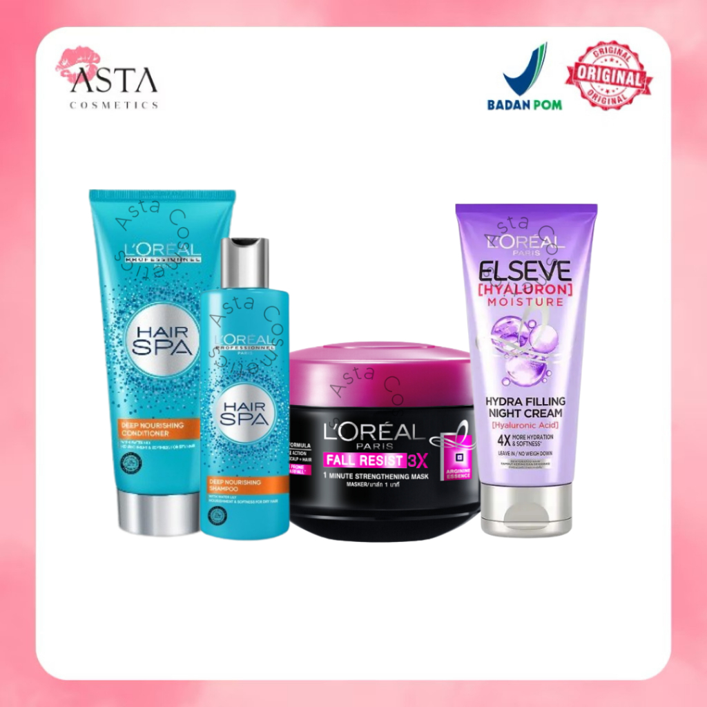 LOREAL HAIR MASK FALL RESIST 200ML |LOREAL HAIR NIGHT CREAM HA 150ML|LOREAL HAIR SPA DEEP NOURS CRMB