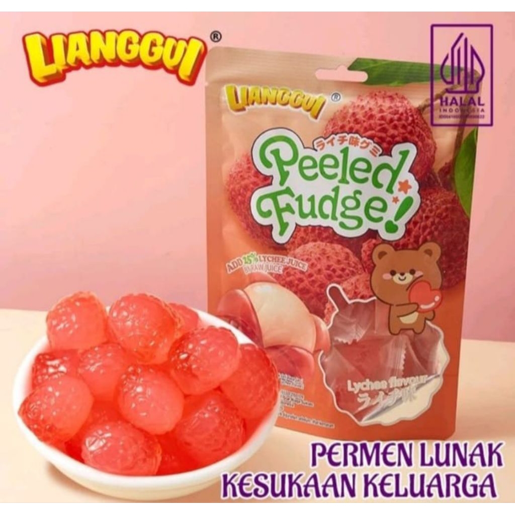 

Permen Buah Lianggui Peeled Fudge 108g – Rasa Lychee / Strawberry / Mango / Jeruk | Permen Jelly Halal