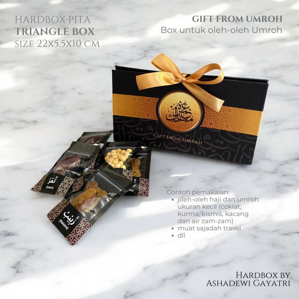 

HARDBOX BY ASHADEWI - Hardbox Pita Triangle Box Umroh - Gift From Umrah (22x5.5x10 cm)