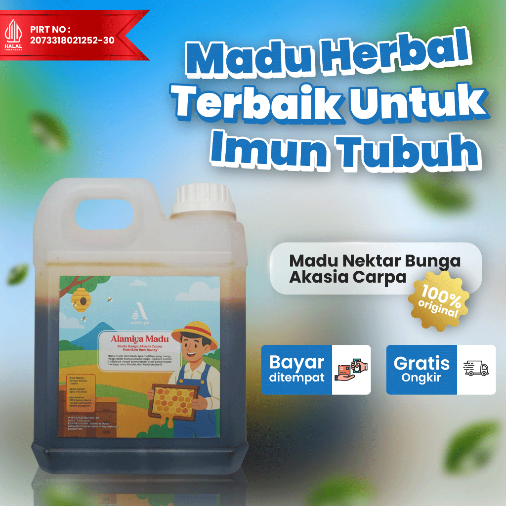 

Alamiya - Madu Bunga Akasia Murni Carpa 1000gram Tanpa Tambahan Gula Pure Row Honey