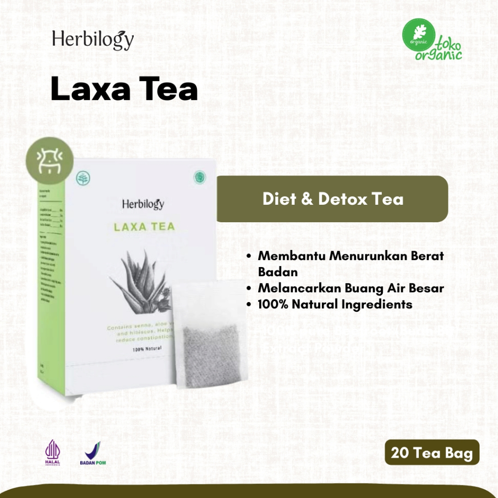 

Herbilogy Laxa Tea (20 Tea Bag) | Teh untuk Detox, Teh untuk Melancarkan BAB, Slimming Tea, Teh untuk Menurunkan Berat Badan | Detox & Lancar BAB