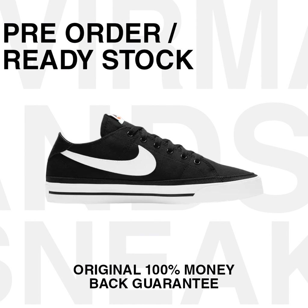 Nike Court Legacy Canvas Black White Original 100% Sneakers resmi