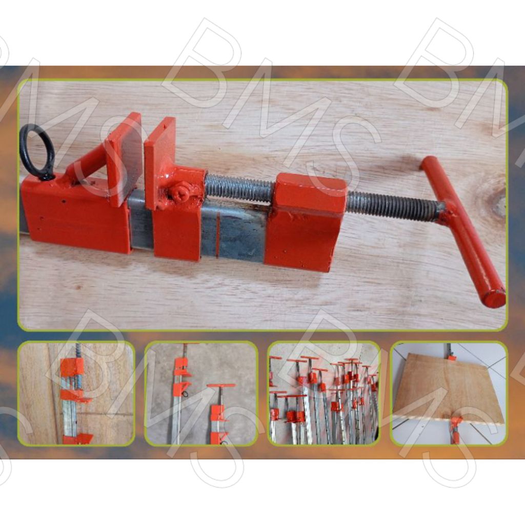 Klem hollow, Pres kayu, Klem kayu 120 cm dan 100 cm, Besi 4X2