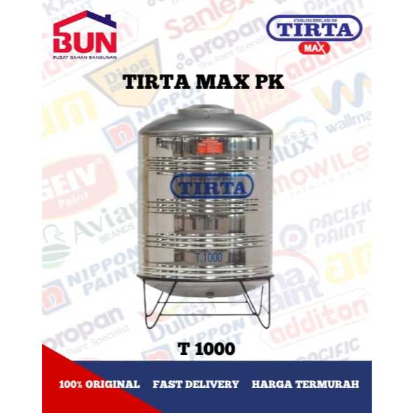 Tangki Air Tirta 1000 Liter Pakai Kaki | Toren Air Stainless Steel 1000 Liter | Tangki Air 1000 Lite