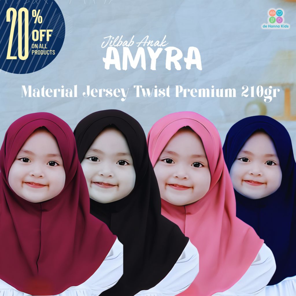 Jilbab Anak Amyra Jersey Premium | Jilbab anak perempuan 2 tahun | Jilbab anak perempuan 3 tahun | J