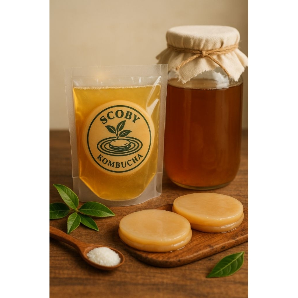 

Paket 2 Pcs Bibit Scoby & Kombucha Premium Higienis Size 9-12 cm + 400 ml Kombucha