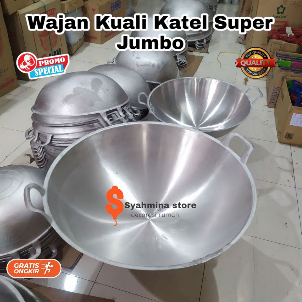 Wajan Kuali Super Jumbo No.32 No.30 No.28 No.26 No.24 Katel Anti Lengket Alumunium Tebal BINTANG SAT