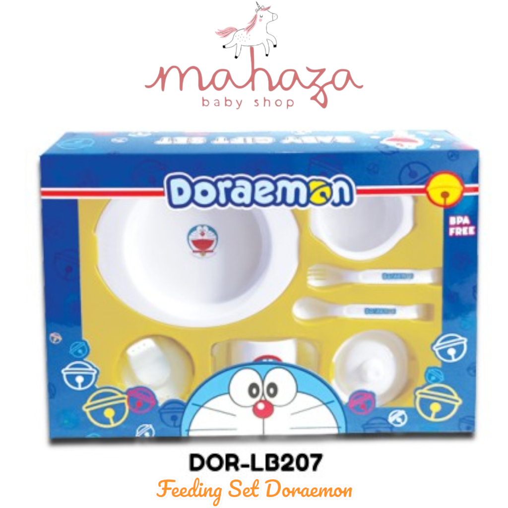 DOR LB 207 DORAEMON Feeding Set MEDIUM Perlengkapan Makan Bayi Bunny Feeding Set  | Alat Makan Bayi 